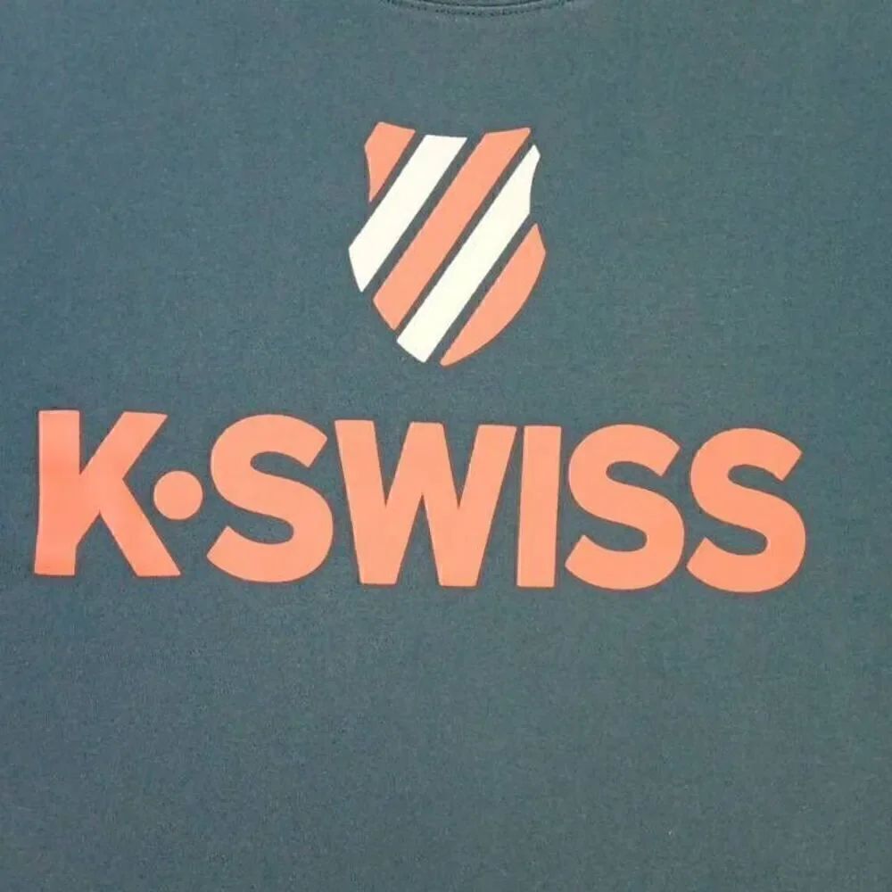 K-Swiss Tshirt Size Small  Unisex or Women's  PTP 19.5 Length 27" Color Dark Gre